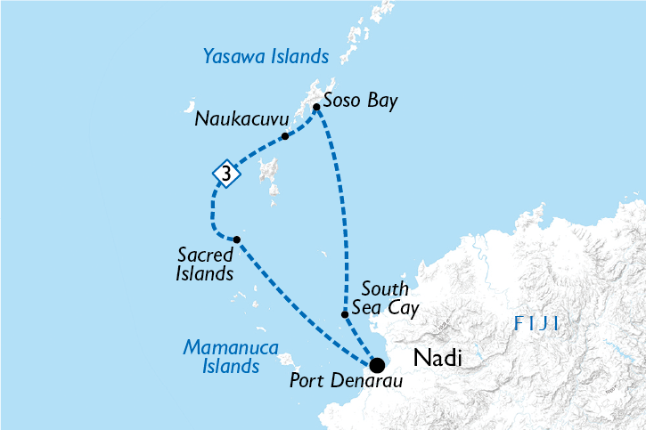 Map of 3 Night Fiji Explorer Cruise