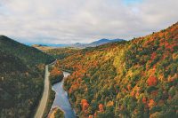 Road through the Adirondack Mountains, New York, USA