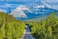 Road through Banff National Park, Alberta, Canada