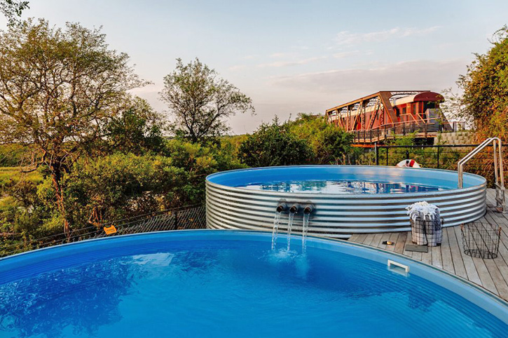 Plunge pools, Bridge House Suites, Kruger Shalati, Kruger National Park, South Africa