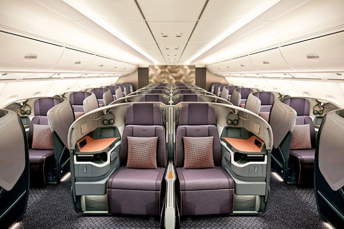 Business class seating layout, Singapore Airlines
