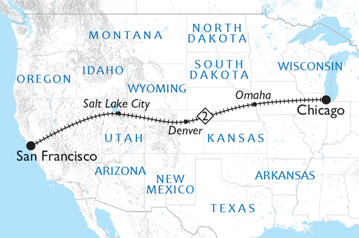 California Zephyr – Chicago to San Francisco Train route map