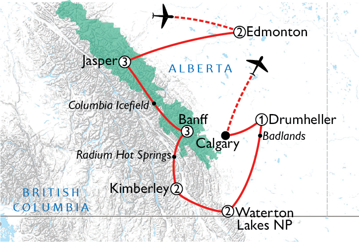 Map of Canadian Rockies & Alberta's National Parks