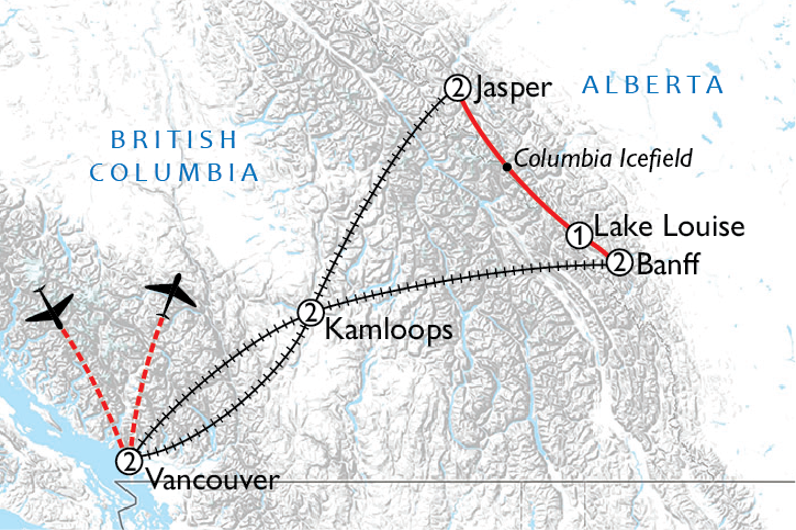Map of Canadian Rockies Circle Journey