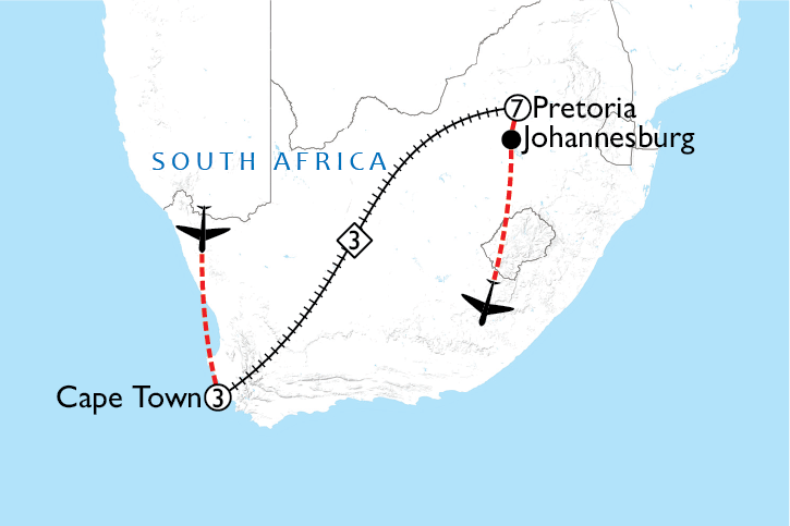 Map of Cape Town, Rovos Rail & Centurion Test