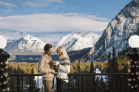 Couple enjoying Chrstmas at Fairmont Banff Springs