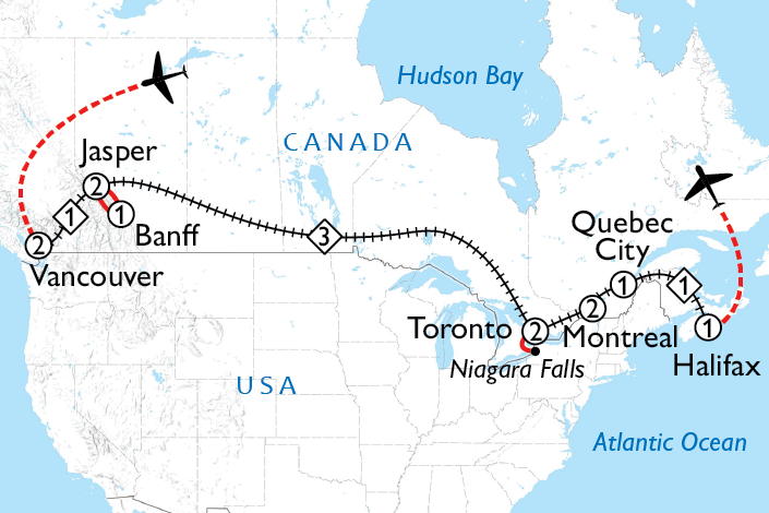 Canada Coast to Coast, Route Map