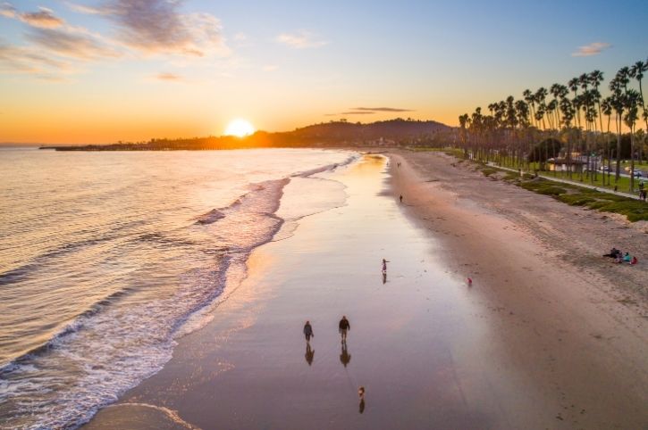 East Beach at Sunset, Santa Barbara, California