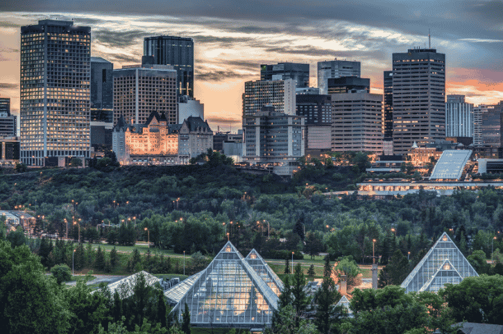 Evening city skyline, Edmonton, Alberta, Canada
