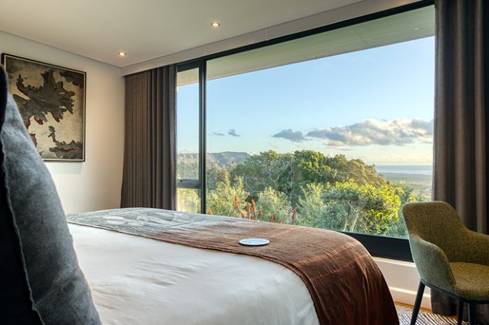 View from bedroom, Suite, Garden Lodge, Grootbos Nature Reserve, Western Cape, South Africa
