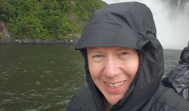Gary Skilling selfie, Milford Sound, New Zealand