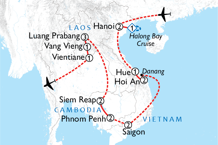 Map of Grand Indochina Journey