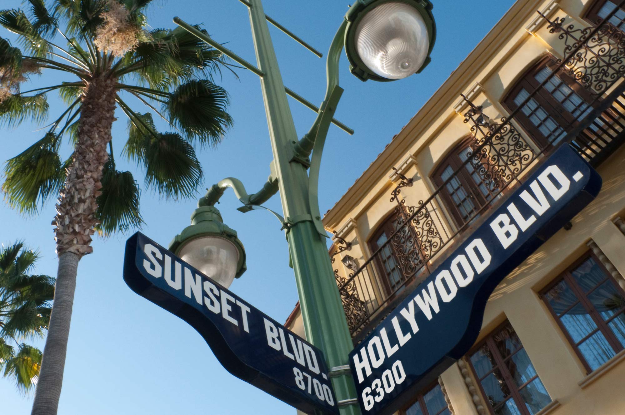 Hollywood & Sunset Blvd signpost, Los Angeles, California USA