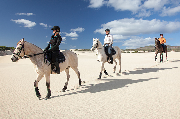 Horse riding on the beach, Grootbos Nature Reserve, Western Cape, South Africa