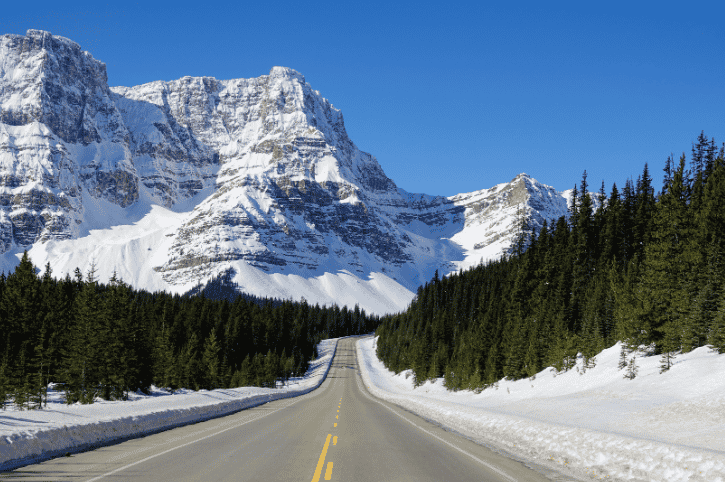 Scenic Icefields Parkway during winter