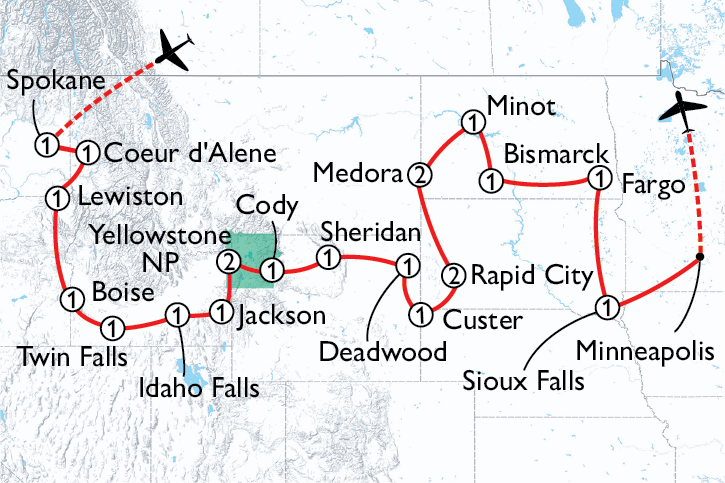 The Great American West Route Map