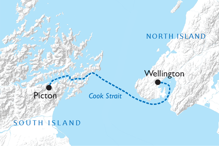 Interislander Ferry route map