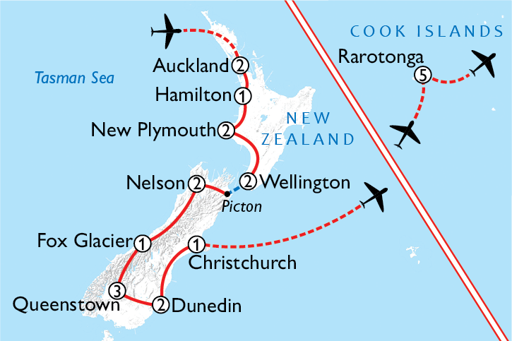 Map of Luxury New Zealand & Cook Islands