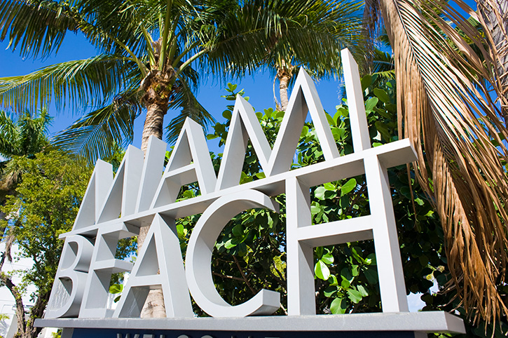 Miami Beach sign, Florida, USA