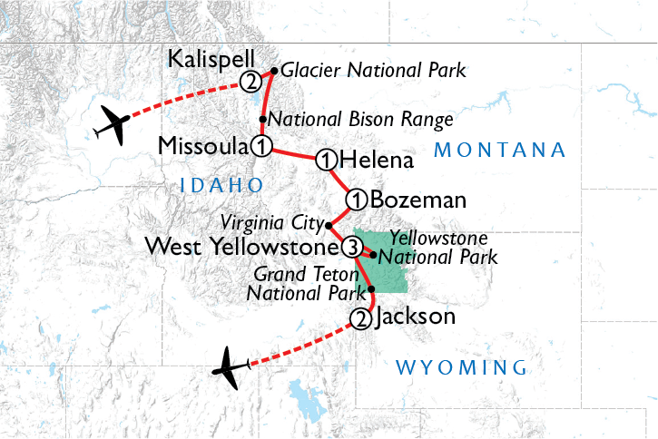 Map of Montana & Yellowstone Road Trip