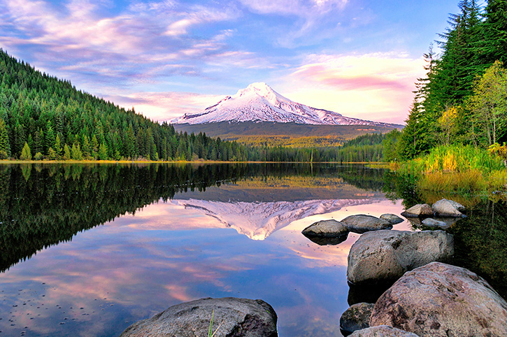 Reflections of Mount Hood in Trillium Lake, Oregon