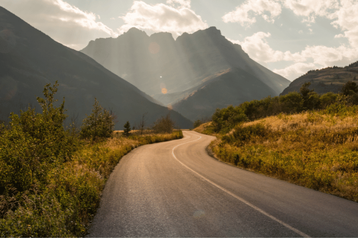 Mountain Road to Waterton Lakes National Park, Alberta