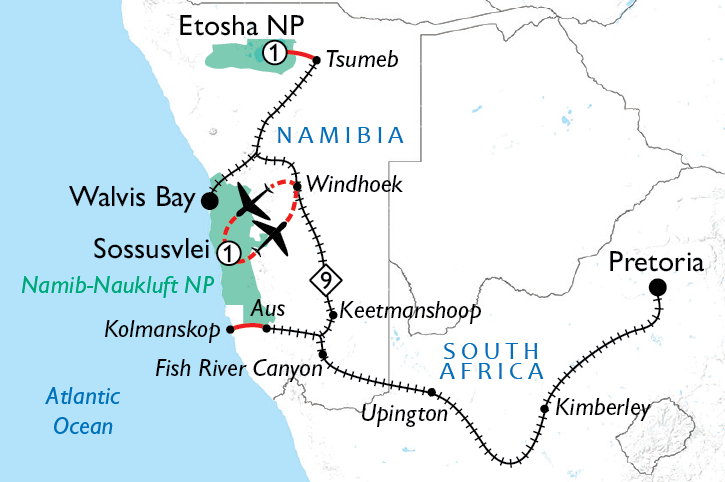 Namibia Safari Route Map