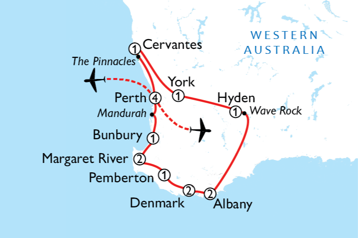 Perth & South West Australia Route Map