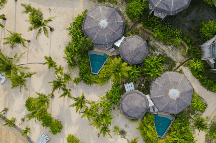 Tree House Villas, Koh Yao Noi, Thailand, aerial, luxury, rooms, pool