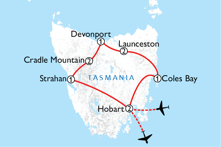 Map of Tasmania by Motorhome