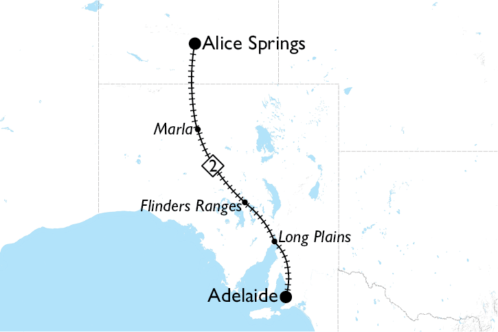 The Ghan Adelaide to Alice Springs 2027 Route Map