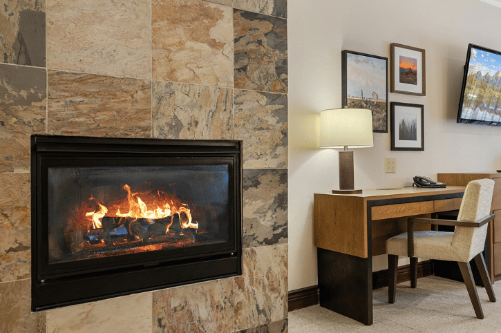 The Lodge at Jackson Hole Premier Room Fireplace