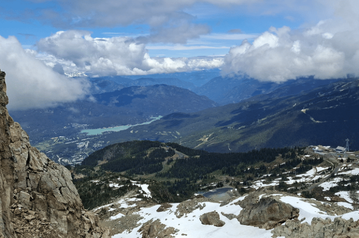 View of Whistler Village from the top of Whistler Mountain, British Columbia, Canada