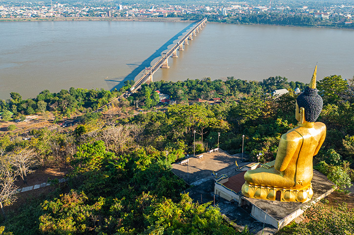 View over Pakse from Wat Phou Salao, Loas