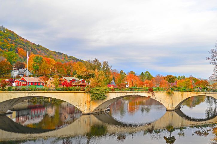 Bridge of Flowers, Shelburne Falls in Autumn