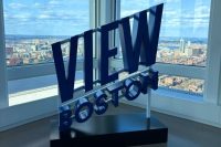 View Boston Sign next to window