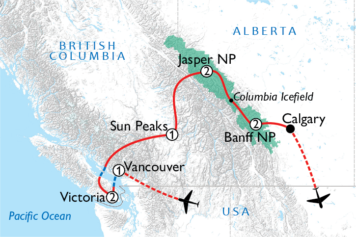 Map of Wonders of the Rockies