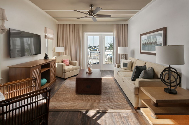 Water View Villa Living Room, Waterline Villas & Marina, Anna Maria Island, Florida